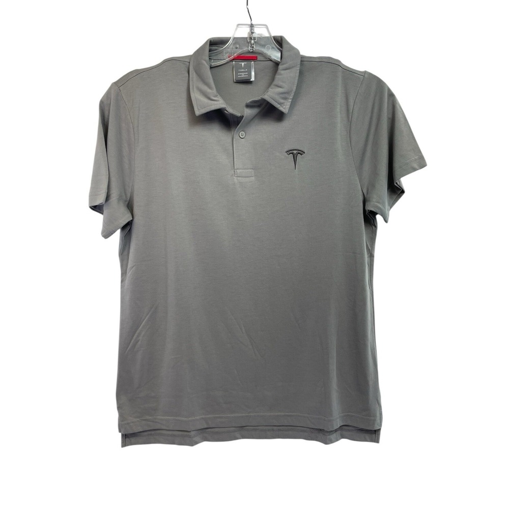 Tesla Mens Sz Medium Gray Golf Polo Shirt (N10)‎ NW/OTs